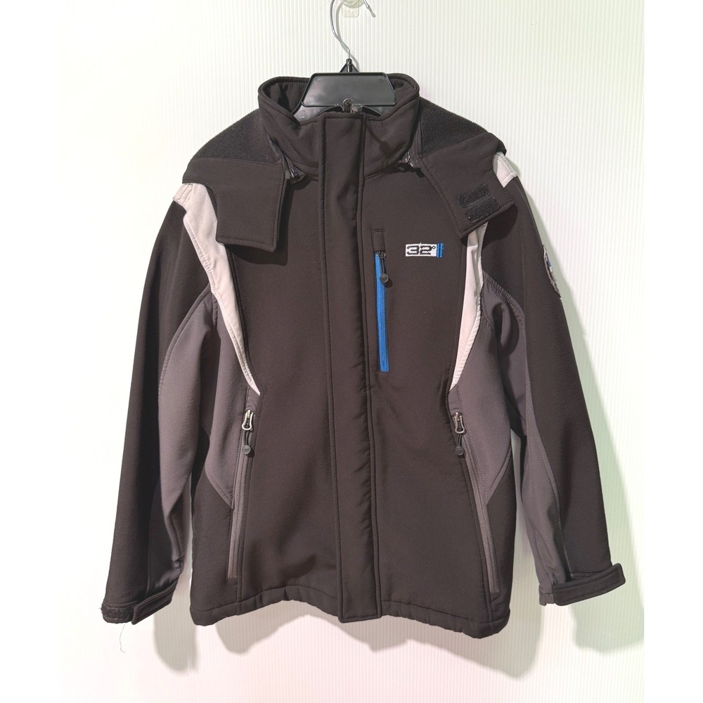 32 Degrees Weatherproof Softshell Jacket Womens M Hooded Fleece Lined Black